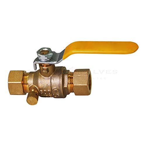 Midline Valve 947M234 Premium Brass Full Port Ball Valve with Drain 1/2 in. Compression Connections - Image 3