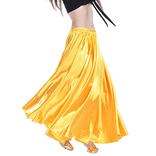 Xinvivion Falda de Satén para Danza del Vientre para Mujer, Disfraz de Festival, Faldas on Columpio Grande y Largo Completo Cover