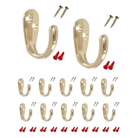 HOWTOOL Wall Hooks for Hanging Heavy Duty 35 lbs Hooks for Walls Brass 12 Pack Cover