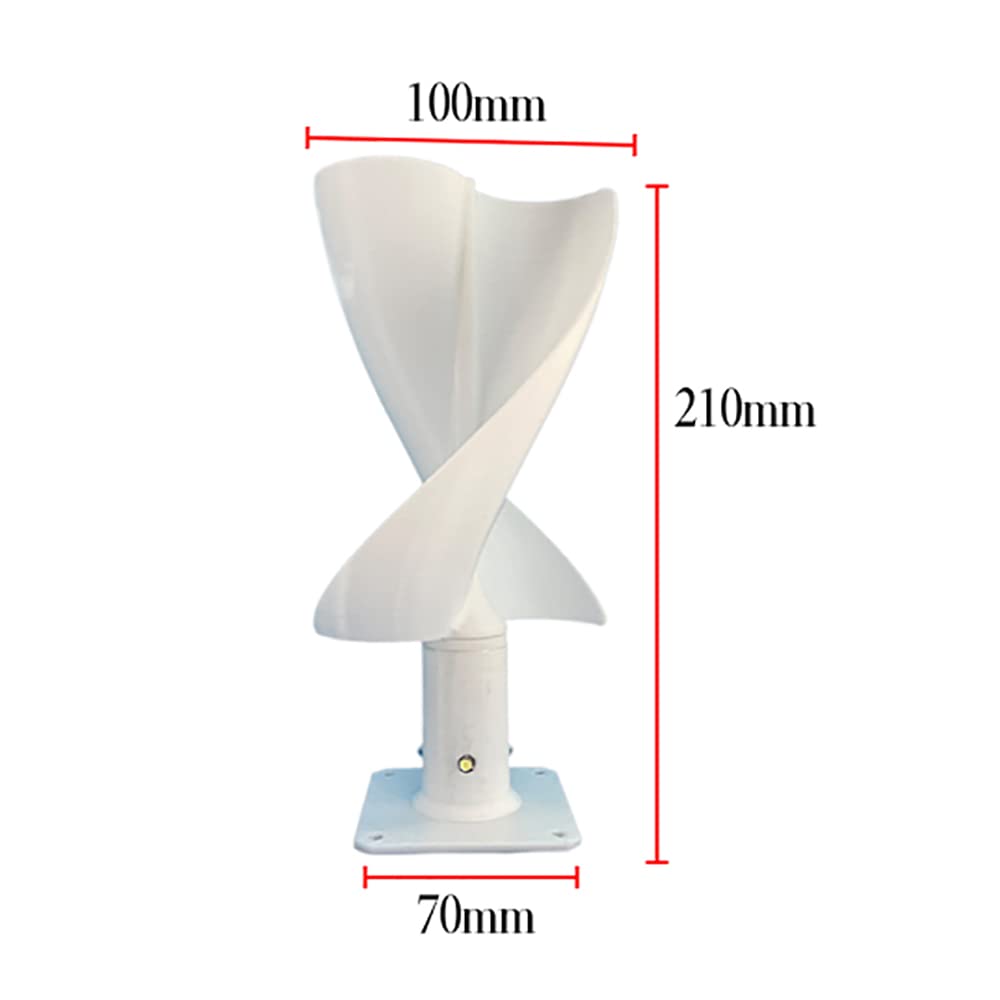 Aerogenerador Vertical, Modelo de Aerogenerador en Espiral, Generador de Corriente Continua de Imanes permanentes con 4 Luces Led