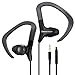 Sport Over-Ear Clip Earbuds Featuring Microphone with Play/Pause/Call Controls and Slide Volume, Black