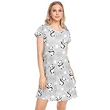 Ollabaky Cute Panda Cartoon Nightgown for Women Sleepwear Short Sleeve Sleep Shirt Pajama Dress Nigh