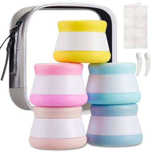 INSFIT Travel Containers for Toiletries, TSA Approved Silicone Cream Jars with Lids, BPA Free Travel Size Toiletries Leakproof Cruise Essentials for Cosmetic Cream Lotion