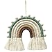 AIYONG Arazzo da parete in tessuto arcobaleno per dormitorio per bambini, decorazione per feste, decorare il ciondolo arcobaleno intrecciato a mano in stile nordico, decorazione da parete in macramè immagine