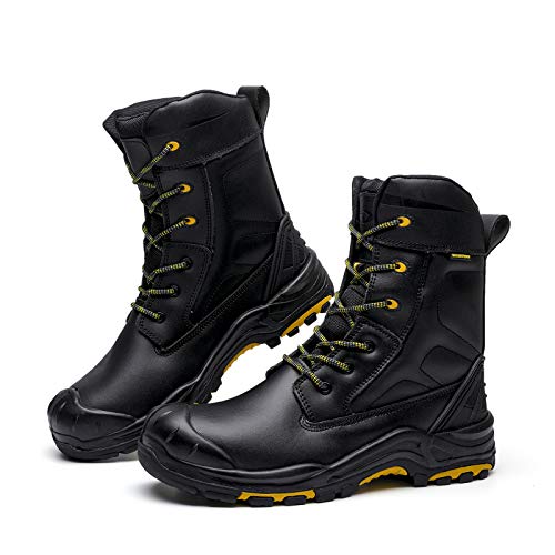 DRKA 8'' Safety Toe Boots For Men,Men's Waterproof Steel Toe Work Boots(20980-blk-43)