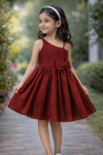 Image of Buy & Try Girls Printed Georgette Frock, Sleeveless Summer Dress, Lightweight Knee Length Baby Girl Dress, Casual Outfit, Soft Comfortable Fabric, Stylish Kids Wear