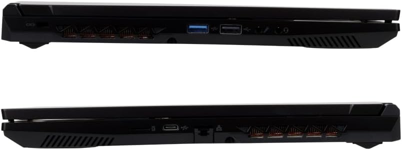 Apa view of the iiyama SENSE INFINITY laptop showing USB, HDMI, and other ports
