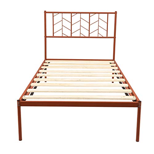 shabi Moldura de metal para cama com cabeceira, estrutura sólida vintage, estabilidade, armação de m