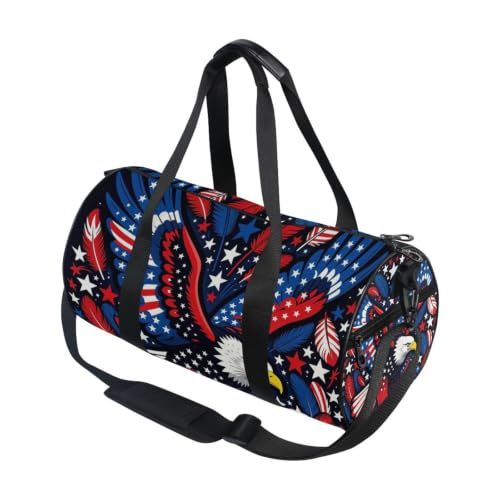 Bolsa de lona con bolsillo interior y diseño del 4 de julio, equipaje ligero de deporte