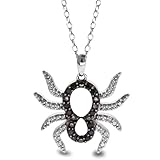 Amazon Collection 10k White Gold Black and White Diamond Spider Pendant (1/4 cttw), 18
