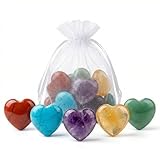 MilaBoo 12er Set Herz Edelsteine Naturstein Mischung in zwei Größen 20x10 mm oder 25x14 mm kleine Herz Steine im weißen Organzasäckchen (12er Set - 25 x 14 mm)