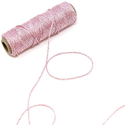 Just Artifacts 11Ply 55-Yards Decorative Metallic Bakers Twine For Diy Crafts & Gift Wrapping (1Pc, Light Pink) #TOP1