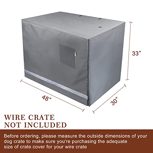 Yotache Dog Crate Cover For 48" Extra Large Double Door Wire Dog Cage, Lightweight 600D Polyester Indoor/Outdoor Durable Waterproof & Windproof Pet Kennel Covers, Gray | No Wire Crate #TOP1