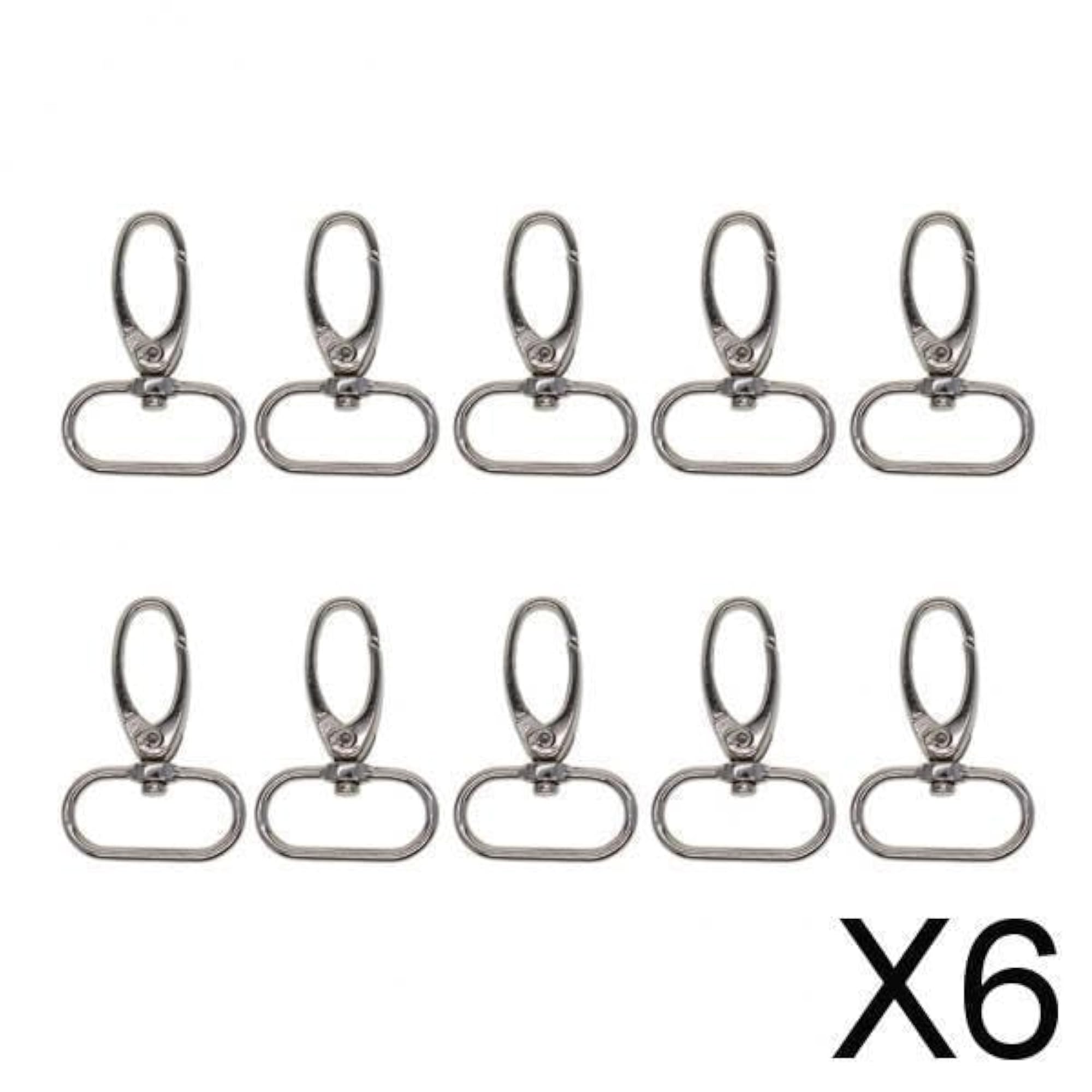 6x10 Pieces Silver Swivel Lanyard Snap Hook with Key Rings