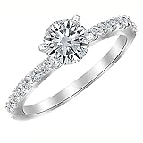 ❤ DETAILS ZUM DIAMANTEN: Hauptstein Labor Erstellte Diamant sind I-J Farbe VS Klarheit. Das Gewicht der Labor Erstellte Diamant kann um +/- 6% variieren, da wir versuchen, Ihnen den bestaussehenden Stein zu besorgen.