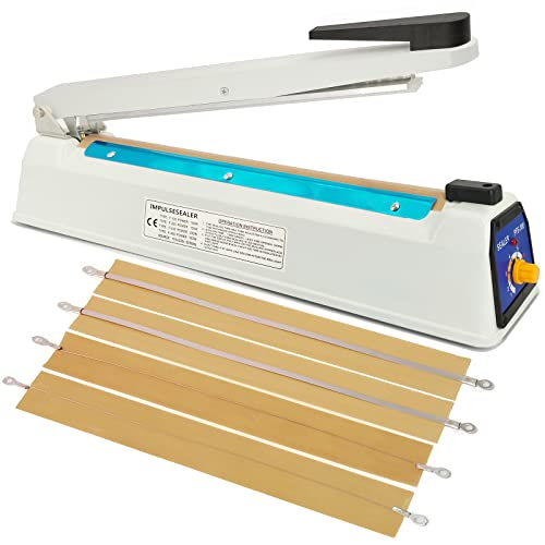 Impulse Heat Sealer 12in 5mm - Iron Shell with 4 Replacement Kit