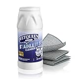 WETQUEEN Stainless Steel Cleaner and Polish Kit - Heavy Duty Cookware Cleanser Powder with 3 Pads - Removes Burnt Stains, Rust, Water Spots & Grease from Pots, Pans, Sinks & Appliances (12.35 oz)