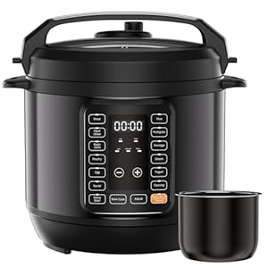 DUMOS 16-in-1 Electric Pressure Cooker, 6QT Programmable Multi Cooker with 12 One-Touch Presets, Soup Steam Yogurt and More, Ceramic Inner Pot Delay Start & Keep Warm, Includes Recipe Guide, Black