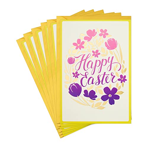 Hallmark Pack of Religious Easter Cards, Gold Foil Floral Wreath (6 Cards with Envelopes)