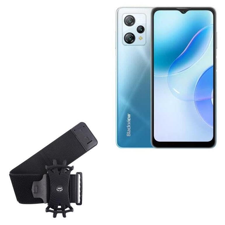 BoxWave Holster Compatible with Blackview A53 - ActiveStretch Sport Armband, Adjustable Armband for Workout and Running - Jet Black