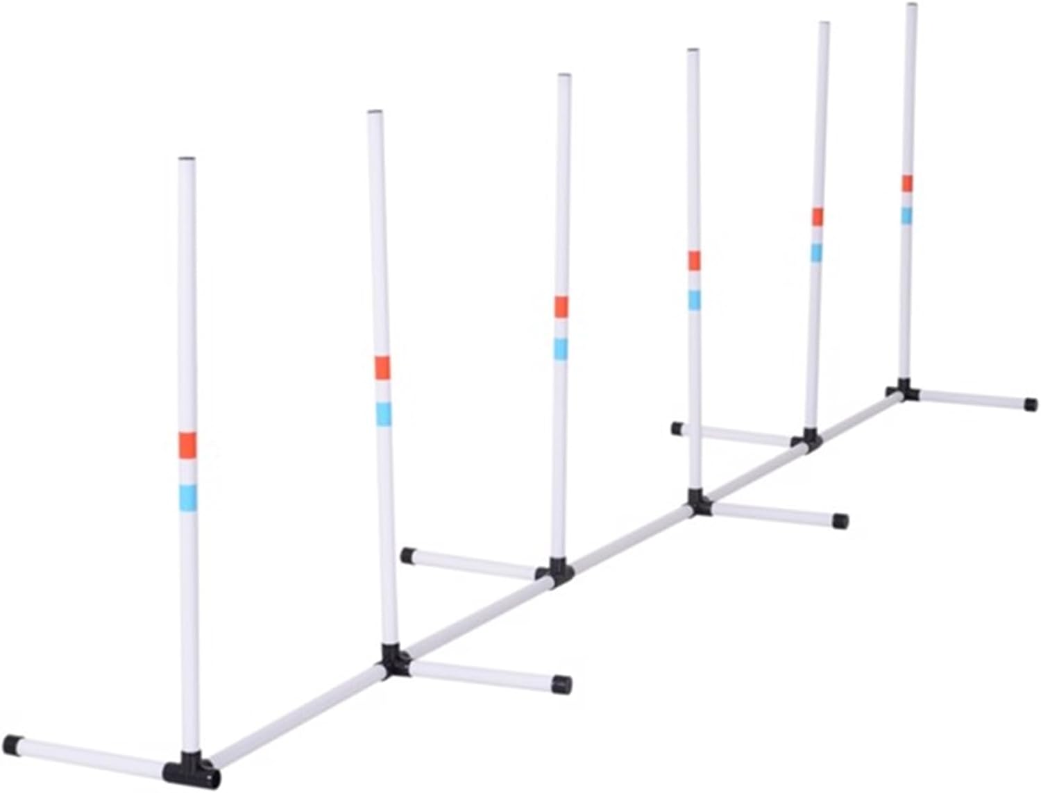 Pet Agility Training Stand, Dog Training Stand, pet Training, pet Supplies, 6 Poles, with Carrying Bag, Suitable for Flat Ground use, Easy to Assemble, White