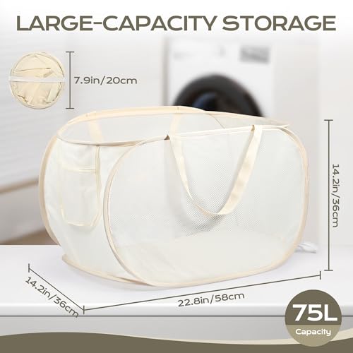 Yokuni 2 Stück Faltbarer Wäschekorb 36 x 36 x 58 cm, Pop Up Wäschekorb Faltbar mit Henkel, Klappbarer Wäschekorbe für Badezimmer, Schlafzimmer, Studentenwohnheime, Reisen und die Aufbewahrung zu Hause