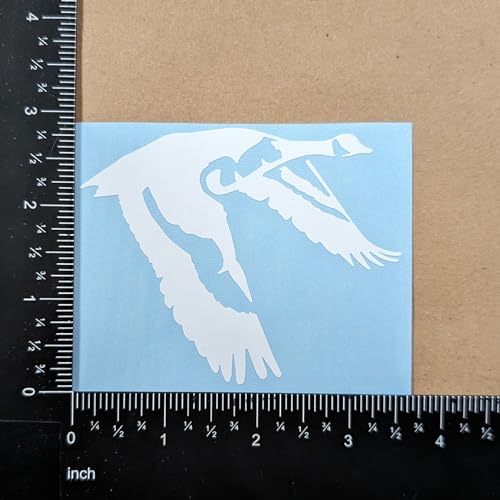 Image of Goose Decal 4 Pack: Detailed Goose Flying, Waterfowl Geese Flying V Formation, Canadian Geese Landing, Goose Flapping Wings (White, Small ~3.5 inch)