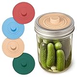 NINMORTH Tapas de fermentación de silicona para tarros anchos para boca, seguimiento inteligente de fecha y válvula de ventilación automática, no requiere eructos, apto para lavavajillas, paquete de 3