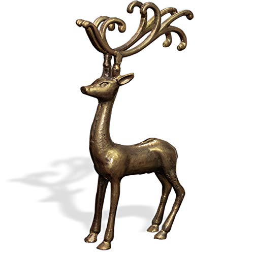 Antikas - Rentier Figur Goldfarbend, Gartenfigur aus Aluminium Tierfiguren Dekoration