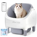 Nobleza Self Cleaning Cat Litter Tray, 76L+11L Large Automatic Litter Box for Multiple Cats, Open-Top Smart Robot Tray with App Control, Safety Sensors Protection, Odor Control, One-Click Empty