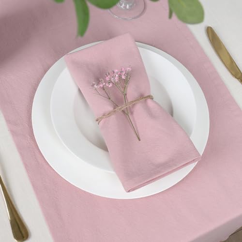 Servilletas de tela rosa polvo, set de 6 miniatura 3