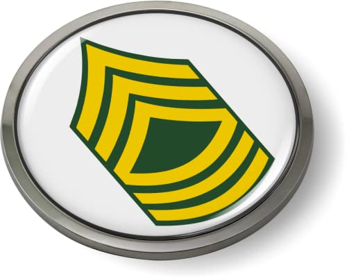 Image of US Army Rank Insignia CAR Emblem Metal Bezel - Master Sergeant E-8 (MSG) | Official U.S. Army Licensed Product, 3D Domed, Enlisted Soldiers Chrome Badge, Sticker, made by BestLicensePlateFrames