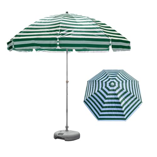 GSKFXJ 200/220/250cm Parasole Spiaggia Esterno, Ombrellone Mare Rotondo, Ombrellone Da Terrazza Protezione UV, Ombrellone Per Tavolino Con 8 Stecche(Green,2.2m/7.2ft)