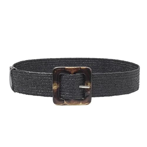 Woven Stretch Elastic Straw Belt Dress Waist Band Expandable Stretch Belts Straw Belts for Women