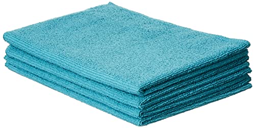 Image of Amazon Brand - Presto! Microfibre Cleaning Cloth, 40 x 30 cm, 220 GSM, Set of 4, Green