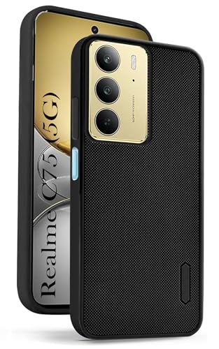 Image of Jkobi Back Cover Case for Realme C75 5G (Textured Grip Design | Micro-Fiber Cloth Inside | Slim and Light Weight | Soft Touch and Feel | Black)
