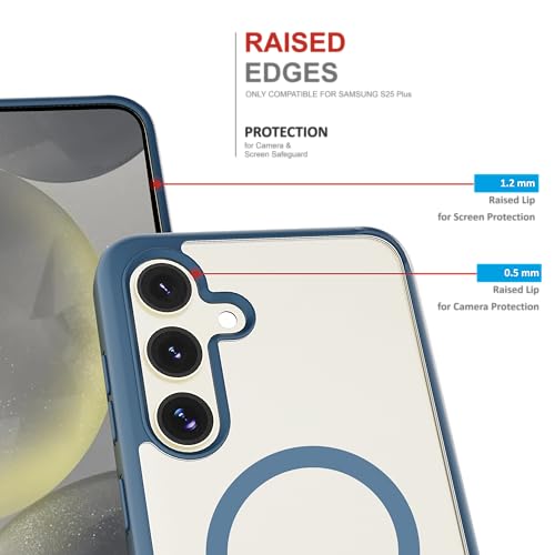 Image of Case for Samsung Galaxy S25 Plus with Mag-Safe, [Anti-Yellowing Technology] [Military Grade Drop Protection] Shockproof Slim Hybrid Phone Case for Samsung Galaxy S25 Plus 5G - Indigo Blue