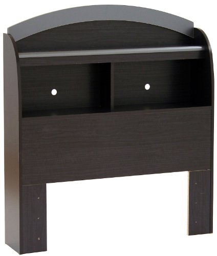 South Shore Cosmos Bookcase Headboard with Storage, Twin 39-inch, Black Onyx and Charcoal
