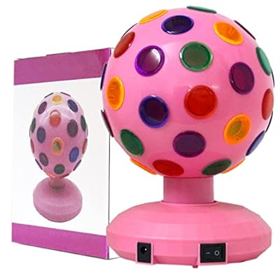 Disco Ball Lamp 360 Degree Motion Rotating Multi-Colored Changing Magic KTV Fash Light Great for Party Bar, Home Decor, Dance, Game Accessories, Stress Reliever or Dj Light Effect Christmas (Pink)