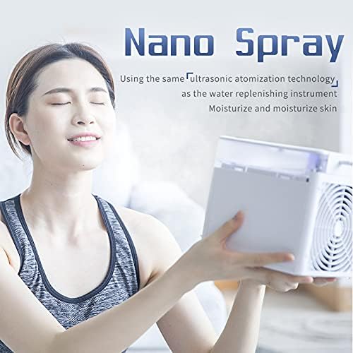 Portable Air Cooler, Micacorn Personal Space Air Conditioner, 4 in 1 Air Cooler Humidifier Air Purifier and Desk Evaporative Cooling Fan USB with 7 Colors LED 3 Speeds for Home Office(White)
