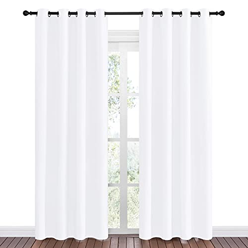 Image of NICETOWN Window Curtains 86 inches Long - (Pure White) 55 by 86 inches, 1 Pair, 50% Light Blocking Grommet Drapes /Draperies for Living Room