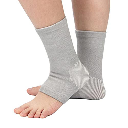 2 pares de compresas de bambú para pies, tobilleras plantares, envolturas antifatiga de bambú, compresas para pies para hombres y mujeres que duermen (gris) Cover