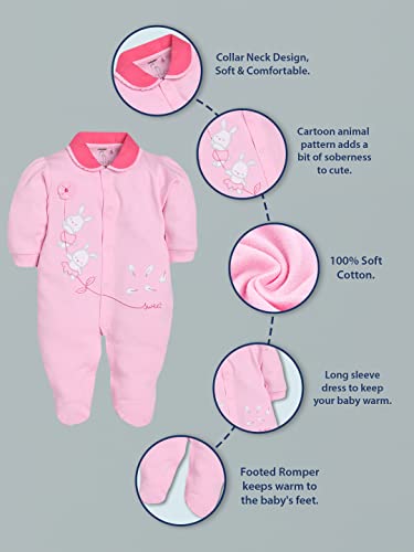 Image of BABY GO 0-3M /3-6M Full Sleeve 100% Soft Cotton Romper /jumpsuit /Sleepsuit /Nightsuit /Infant Wear /Clothes for New Born Baby Girls