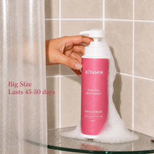 Image of Bitamin Natural Body Wash 400ml with Underarm deodorant Combo | 100% Vegan, Toxin Free Bath & Body Care | LongLasting Odour Control | Enriched with Vit E and Ceramides| French Rose fragrance