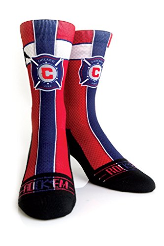 Rock 'Em Apparel MLS Chicago Fire Soccer Custom Athletic Crew Socks (Jersey, S/M (6-8.5))
