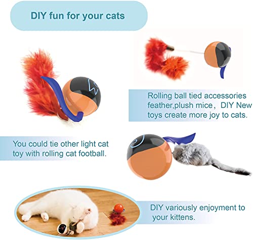 Migipaws Cat Toy, Automatic Moving Ball Bundle Classic Mice + Feather Kitten Toys In Pack. Diy N In 1 Pets Smart Electric Teaser, Usb Rechargeable (Orange) #TOP4