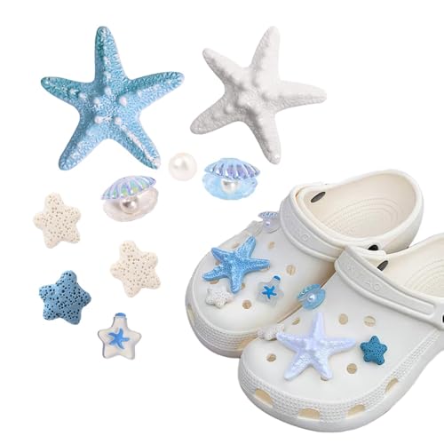 Hangood Shoe Charms Starfish Decoration Decorative Summer Beach Ocean Shoes Accessories Clips for Clog Set of 9pcs