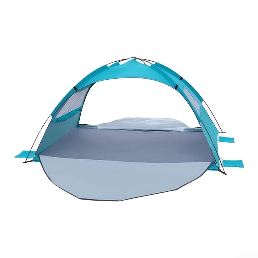Tenda da spiaggia pieghevole grande 260 x 165 x 150 cm o piccola 200 x 150 x 120 cm, design ventilato a rete con ancore in tessuto di poliestere, pali in fibra di vetro, riparo dal sole leggero per