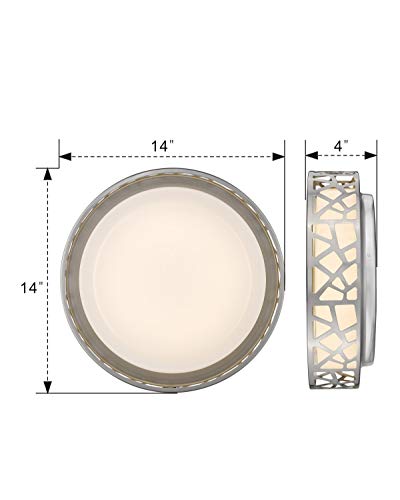 Ceiling Light Fixtures, VICNIE 14 inch 20W 1400 Lumens LED Flush Mount, Dimmable 3000K Warm White, Brush Nickel Finished, ETL Listed for Kitchen, Hallway, Bedroom, Stairways