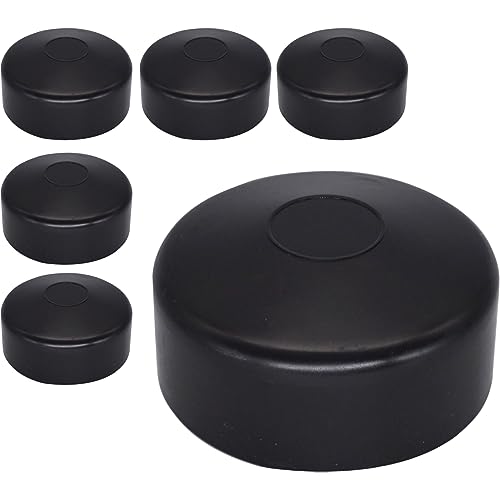 SKIR'CO (6 pcs) Fence Post Caps, Round 76 mm Black Plastic Caps for Round Fence Posts Fence Post Covers, Black RAL 9005 Colour